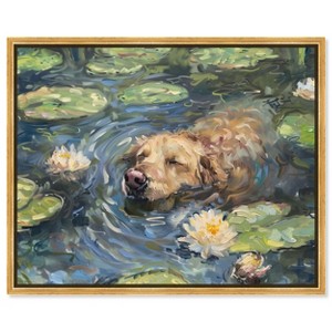 Art Remedy Monet Water Lilies Dog Rustic Chic Farmhouse Wall Art Framed - 1 of 4