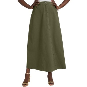 Jessica London Denim Inset Maxi Skirt - 1 of 3