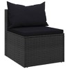 vidaXL Patio Middle Sofas with Cushions 2 pcs Black Poly Rattan - 3 of 4