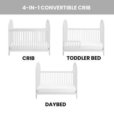 Whitewash Solid Wood 4-in-1 Convertible Crib