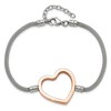 Black Bow Jewelry Stainless Steel and Rose Gold Tone Plated Heart Adjustable Bracelet - 3 of 4