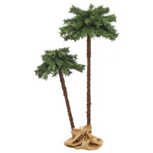 vidaXL Christmas Tree Green and Brown PVC, Steel, Linen Fabric - 1 of 4