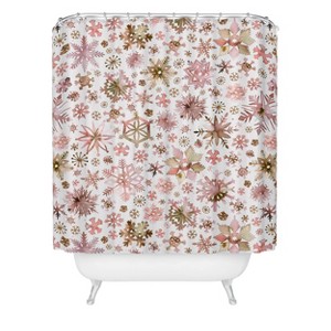 Ninola Design Snowflakes Watercolor Shower Curtain Pink - Deny Designs - 1 of 2