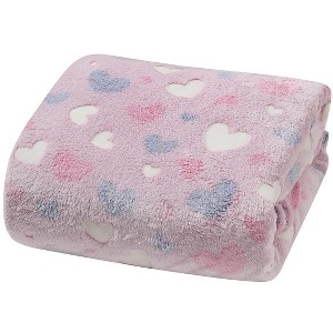 Goodgram Glow In The Dark Pink Hearts Ultra Plush Fleece Accent Throw Blanket - 50 In. X 60 In. - 1 of 3