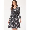 Allegra K Women's Floral Print V-Neck Smocked Waist Midi Dress - 2 of 4