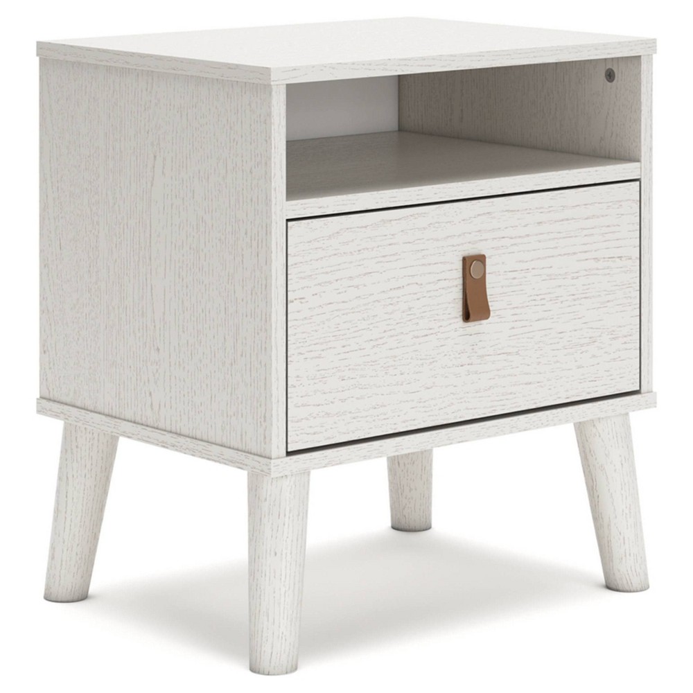 Aprilyn Nightstand White - Signature Design by Ashley: Contemporary Bedside Table with Storage Shelf & Metal Glides