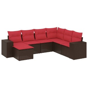 vidaXL Patio Sofa Set PE Rattan, Powder-Coated Steel, Fabric - 1 of 4