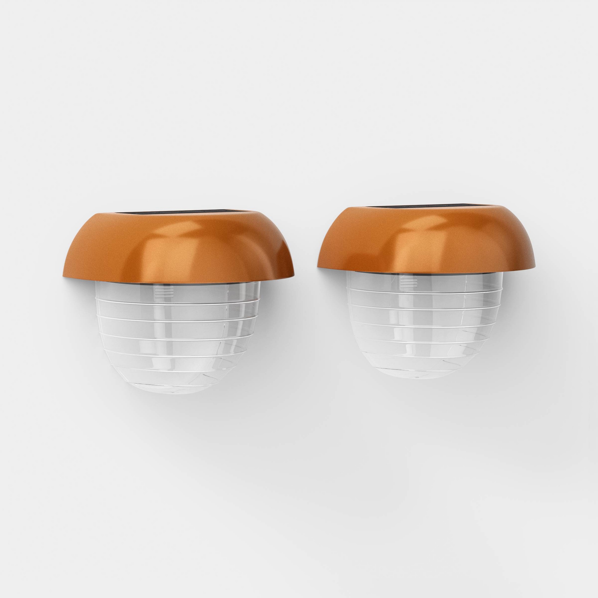 2pk 10L Copper Deck Solar Outdoor Fence Accent Table Lamp - Threshold™