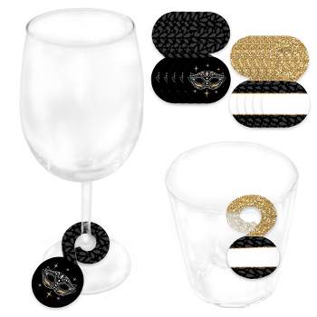 Big Dot of Happiness Masquerade - Mask Party Paper Beverage Markers for Glasses - Drink Tags - Set of 24