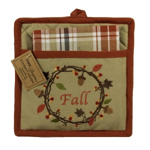 9.0 Inch Autumn Wreath Potholder Fall Kitchen Towel Kitchen Towel - 1 of 3
