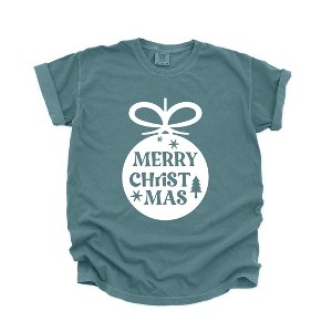 Simply Sage Market Women's Merry Christmas Ornament Short Sleeve Garment Dyed Tee - 1 of 4