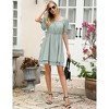 Off Shoulder Dress, Prom Dress Elastic Waist Summer Flowy Casual Tunic Swing Babydolll Women Mini Layered Skater Dress - 2 of 4