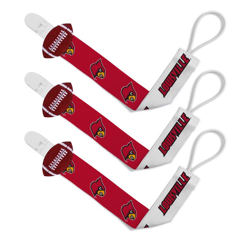 BabyFanatic Officially Licensed Unisex Baby Pacifier Clip 3-Pack NCAA Louisville Cardinals, 1 of 4