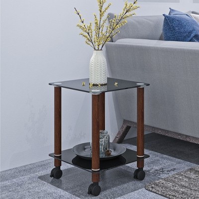Side Table, 2-Tier Space End Table, Modern Night Stand, Sofa Table, Side Table with Storage Shelve, Multiple Color Schemes
