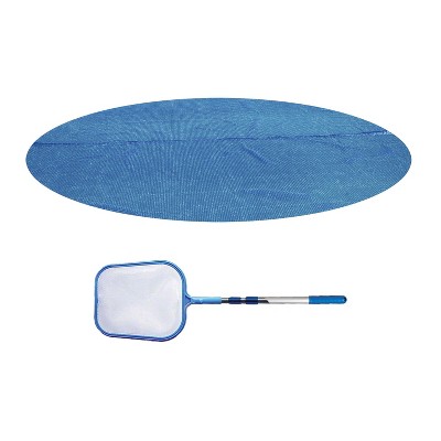 Bestway 14' Swimming Pool Solar Heat Cover 4' Telescopic Leaf Maintenance Net