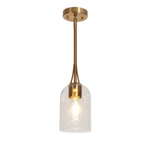 LNC Contrapeso 1-Lights 5.1" Modern Cylinder Mini Pendant  Lights, Polisehd Gold with Clear Glass - 1 of 4