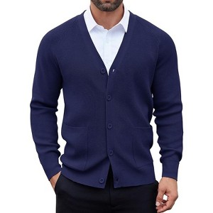COOFANDY Men's Cardigan Sweaters with Button Lightweight Casual V Neck Long Sleeve Pockets Knitted Sweater - 1 of 4