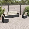 vidaXL 6 Piece Patio Sofa Set with Cushions Black and Cream - Without Table - 2 of 4
