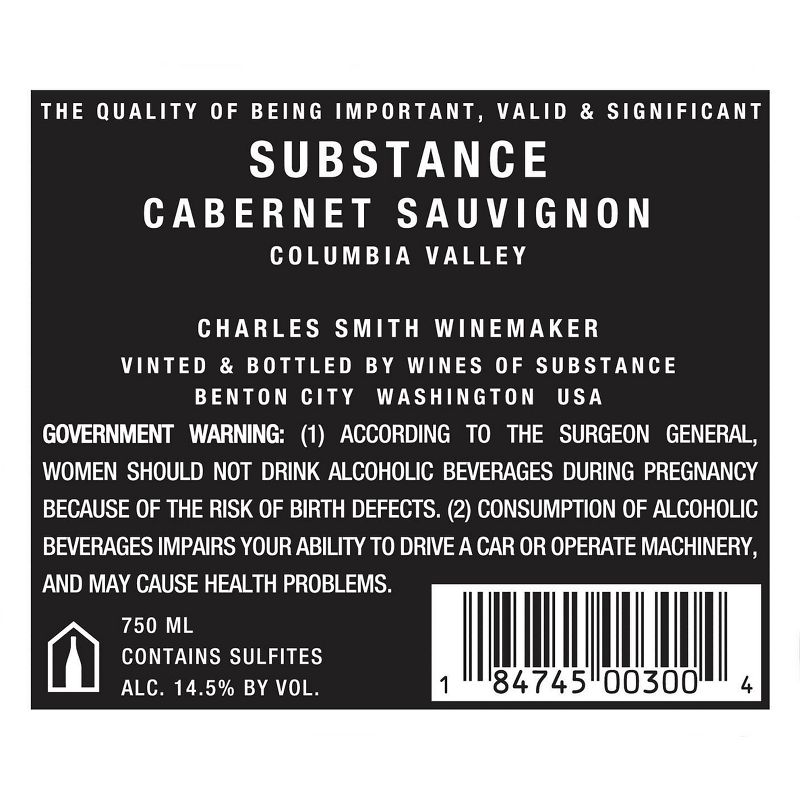 Substance Cabernet Sauvignon Red Wine - 750ml Bottle, 3 of 7