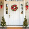 Pre-Lit Frosted Christmas Wreath Set of 6, Christmas Decoration with Pine Cones, Holly Berries - 2 of 4