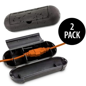 KOVOT Extension Cord Safety Cover Protectors 2 Pack | Black | Protects Plugs & Wires Against Rain & Snow - 1 of 4
