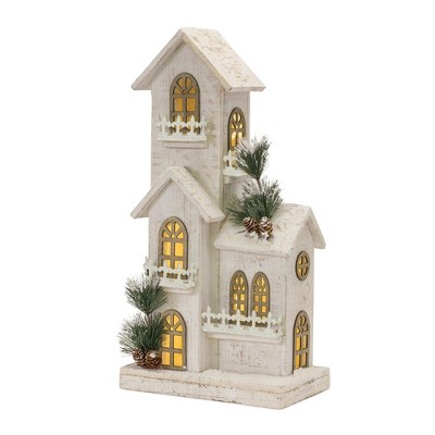 Melrose Lighted Winter House Display 21"H