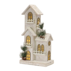 Melrose Lighted Winter House Display 21"H - 1 of 2