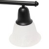3 Light Metal and Alabaster White Glass Shade Vanity Wall Light Fixture with Metal Accents - Lalia Home - 3 of 4