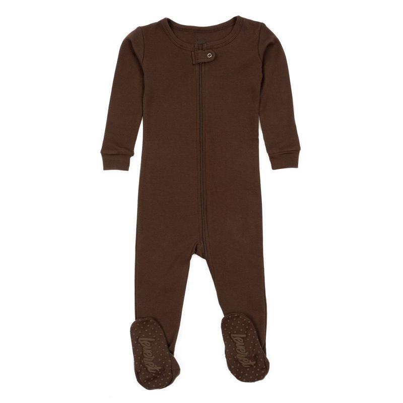 Leveret Toddler Footed Cotton Solid Neutral Color Pajamas, 1 of 12