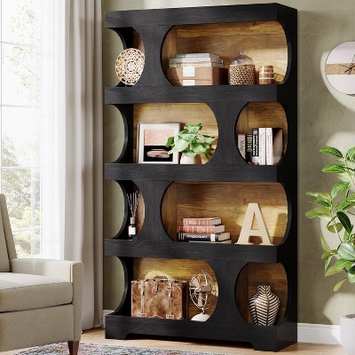 Tribesigns 71" Tall Bookcase, 4-Tier S-Shaped Decorative Bookshelf, Modern Freestanding Display Shelves for Home Office, Living Room