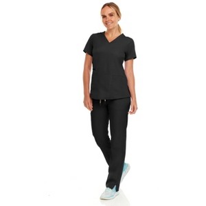 MediChic Women's V-Neck Scrub Set Straight Leg Six Pocket Cargo Scrub Pants with 4-Way Stretch Scrubs Sets - 1 of 4