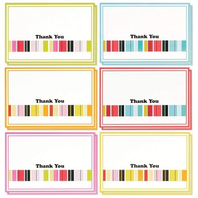 Best Paper Greetings 48-Count Bulk Colorful Stripe Thank You Cards with Envelopes, Thank You Notes, 6 Designs, 4 x 6 in