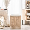 Nordlys Beige Velvet and Rattan Pouf Exotic Boho Upholstery Living Room - 3 of 4