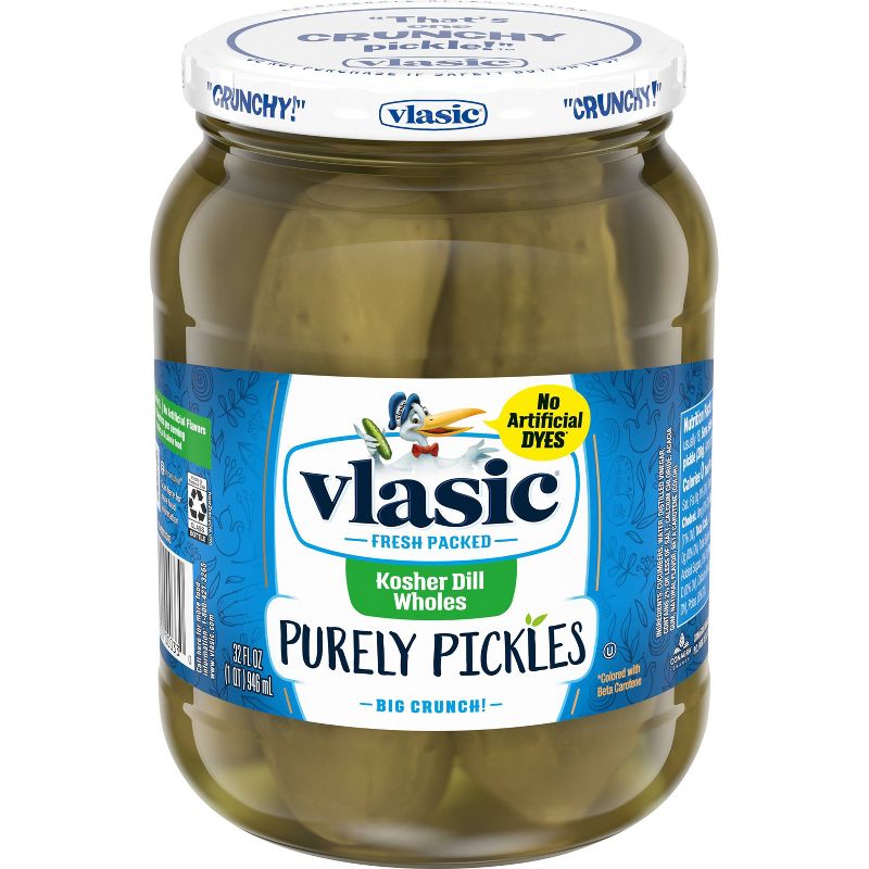 Vlasic Purely Pickles Kosher Dill Large Wholes - 32 fl oz, 1 of 5
