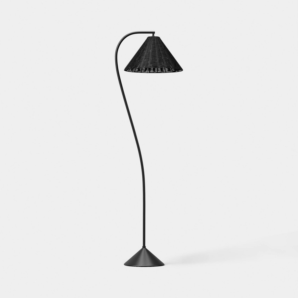 Gooseneck Floor Lamp with Natural Shade Black - Threshold™