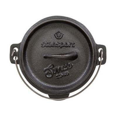 1 QT Black Cast Iron Flat Bottom Dutch Oven with Lid
