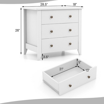 White MDF 3-Drawer Nursery Dresser Chest