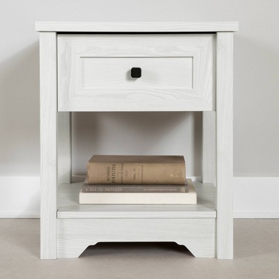 White Pine Rectangular Wood End Table with Storage