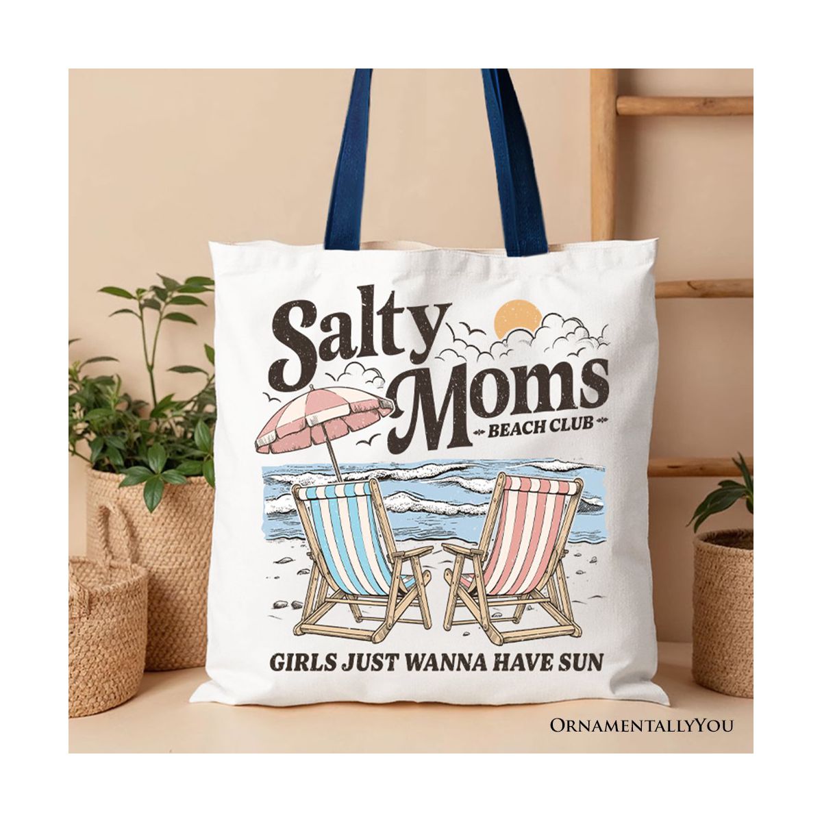 Salty Moms Beach Club Canvas Tote Bag, Retro Summer Gift for Ocean Loving Mothers | OrnamentallyYou - thumbnail 8