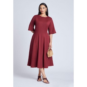ELOQUII Women's Plus Size Seam Detail Ponte Work Dress - 1 of 3