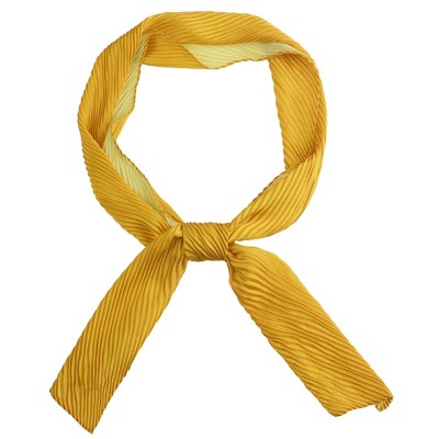 INSPIRE CHIC Women's Solid Contrast Color Pleated Long Satin Neck Scarves 49.2"x4.3" 1 Pc