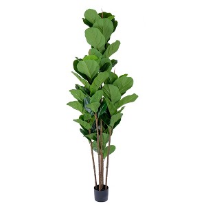 Tree City 6 Ft Faux Fiddle Leaf Fig Tree–Artificial Ficus Tree with 69 Realistic Leaves–Tall Fake Tree for Indoor&Outdoor Home Decor - 1 of 3
