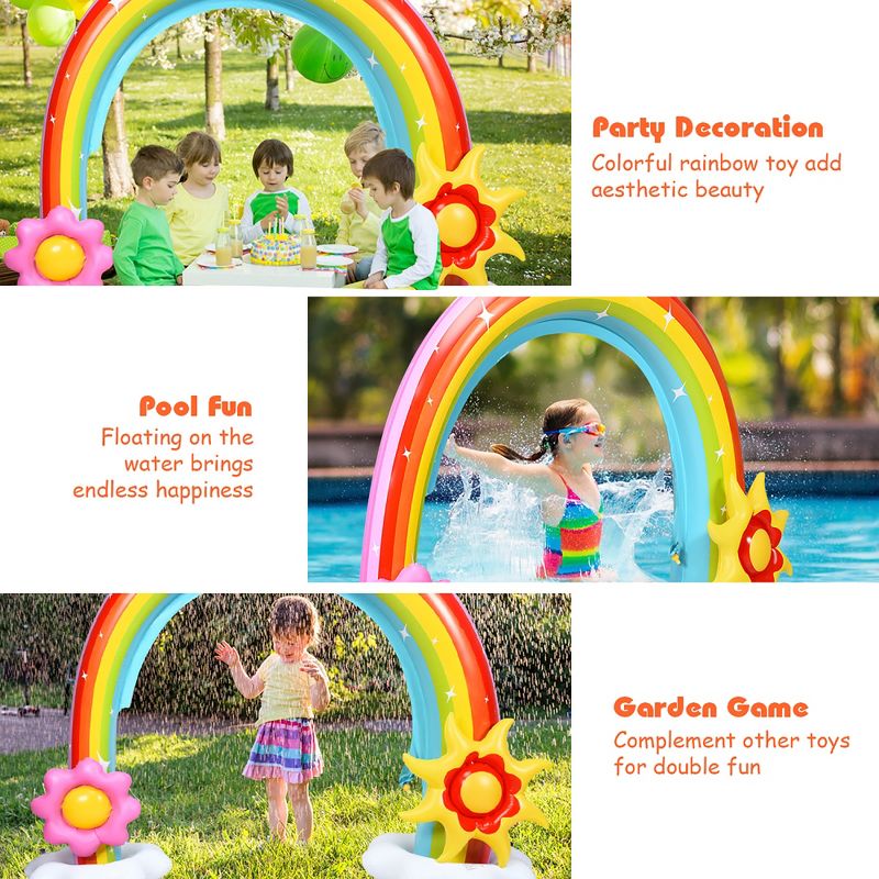 Costway Inflatable Rainbow Sprinkler Summer Outdoor Kids Spray Water Toy Yard Party Pool, 3 of 11