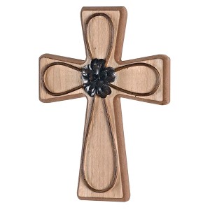 Dicksons WWC-80 Filigree Design Adorned With Metal Flower Natural Brown and Tan 12 x 9 Inch MDF Decorative Hanging Wall Cross - 1 of 3