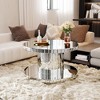 Kumasinova 2-Tier Silver Round Coffee Table with High Gloss Fluted Mirror Glass Tabletop,Luxury Accent Center Table Cocktail Table for Living Room - 4 of 4