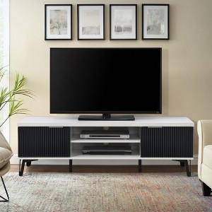 AndMakers 58.66 in. Ivory Wood TV Stand with 2 Storage Cabinets Fits TV's up to 65 in. - 1 of 4
