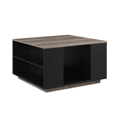 Hako Modern Square Storage Coffee Table Solid Black Gray Wash Saracina Home Target