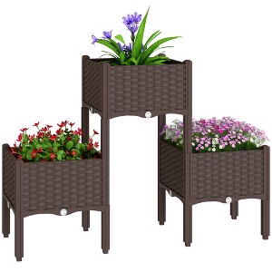 Outsunny Plastic Raised Garden Bed with Legs, Self Watering Elevated  Planter Boxes with Drainage Holes and Plugs, Easy Assembly Outdoor Planter  Box : Target