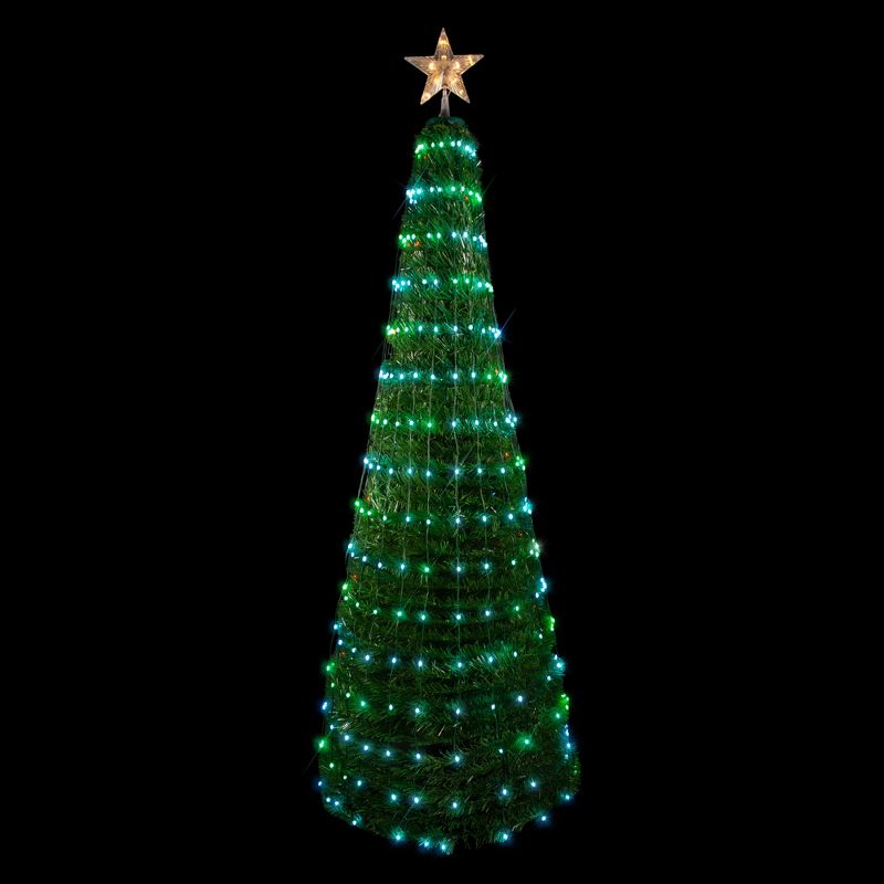 Northlight 6' Green Color Changing Multiple Function Pop Up Artificial Outdoor Christmas Tree, 3 of 9