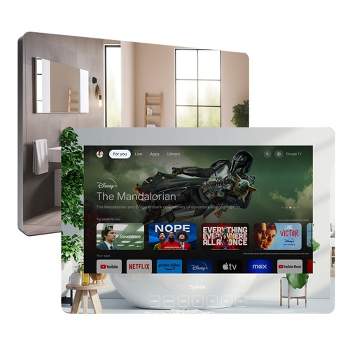 SYLVOX 32 inch Smart Bathroom TV, Google System Magic Mirror TV for Bathroom, IP66 Waterproof TV, 1080P 500nits, Support WiFi Bluetooth (Wall Mount)